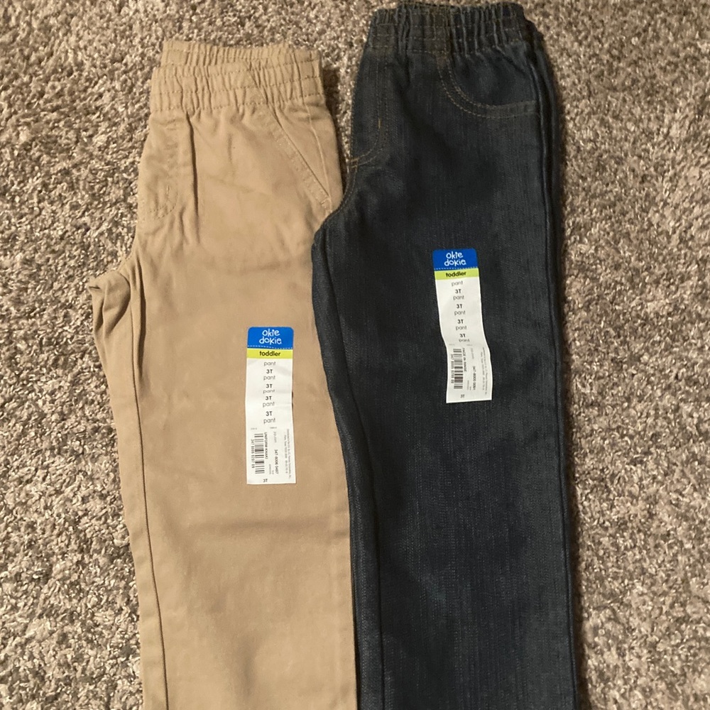 2 pairs of boys elastic waist pants